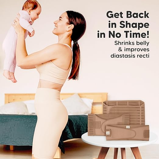 3 in 1 Postpartum Support Recovery Wrap - Belly Band, After Birth Brace, Slimming Girdles, Body Shaper Waist Shapewear, Post Surgery Pregnancy Support Band (Dusty Plum, M/L)