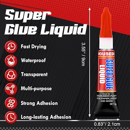 36 X 3g Super Glue Liquid, Clear Strong Adhesive,Fast Drying Cyanoacrylate Glue for Wood, Rubber, Leather, Hard Plastic, Metal, DIY Crafts and More