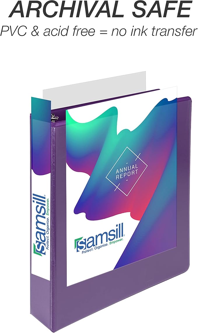 Samsill Durable 1.5 inch 3 Ring Binder, D Ring Binder, 100% Recycled Chipboard, Purple, 12 Pack