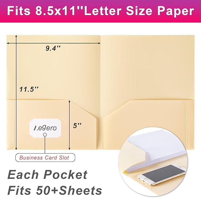 Plastic Folders with Pockets (7 Pack, Light Green), Durable Heavy Duty File Folders with Business Card Slot, 2-Pocket Folder for Schoolwork & Office,Letter Size
