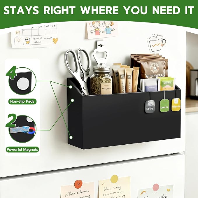 MR.MATE Magnetic Pen Holder,Black Magnetic Marker Cup for Fridge Whiteboard | Dry Erase Marker Pencil Holder with Acrylic Cup and Strong Magnet, Non-slip Design For Refrigerator Locker Office & Classroom