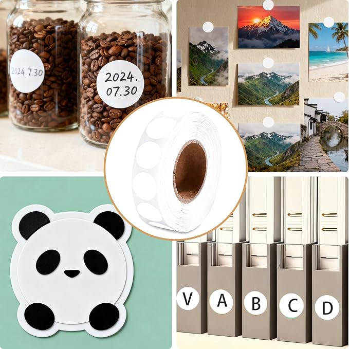 1000 Pcs Round Stickers 1 Inch Color Circle Dot Stickers Small Code Labels for Office Shop Yard Sale Home Classroom Marking (White, 1 inch)