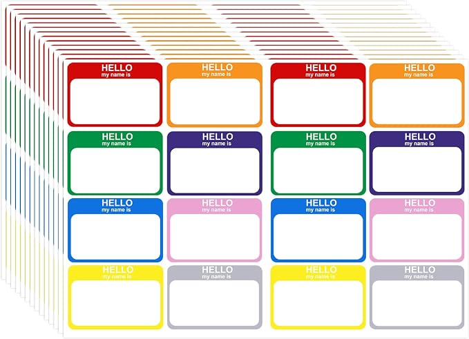 Homrelaxy 512 Pcs Name Tag Stickers, 2"x 3" Name Tags - Hello, My Name is | 8 Vibrant Colors Labels, For Meetings, Events, Classrooms, School, Office and Home