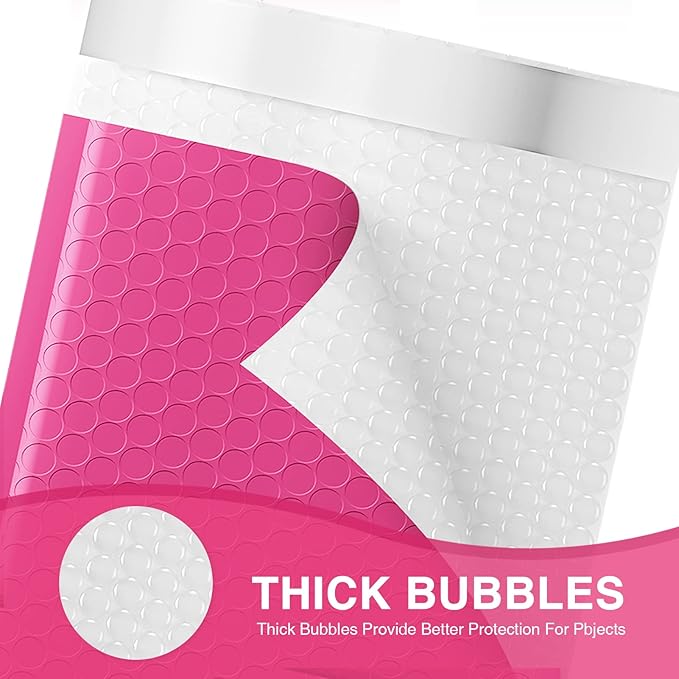 Metronic Bubble Mailers 6x10 Inch 50Pack, Pink Bubble Mailers, Self-Seal Adhesive Shipping Bags, Padded Envelopes, Padded Envelopes for Mailing, Packaging for Business Usable Size 6x9