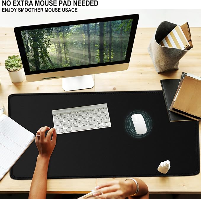 Large Gaming Mouse Pad, 31.5" x15.7" Water Resist Large Extended Desk Mat | Mouse Pad with Superior Micro-Weave Cloth, Big Keyboard Mousepad with Non-Slip Base, Desk Pad for Office Home Gaming, Black