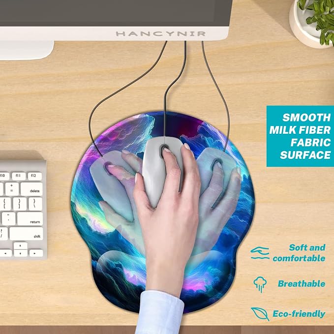 Hancynir Galaxy Ergonomic Gel Mouse Pad with Wrist Support Offce Desk Decor | Cute Mouse Pads Wrist Rest, Comfortable Computer Mousepad, Non-slip PU Base, for Gaming Laptop Work Home Accessories Supplies