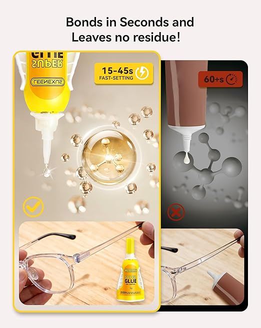 Super Glue Gel Precision Control, 5g【Dual Molecular Interlock】 Clear Super Strong CA Glue for Shoe Plastic Ceramic Metal Glass Etc, No-Run Cyanoacrylate Adhesive Instant Glue, Quick Dry
