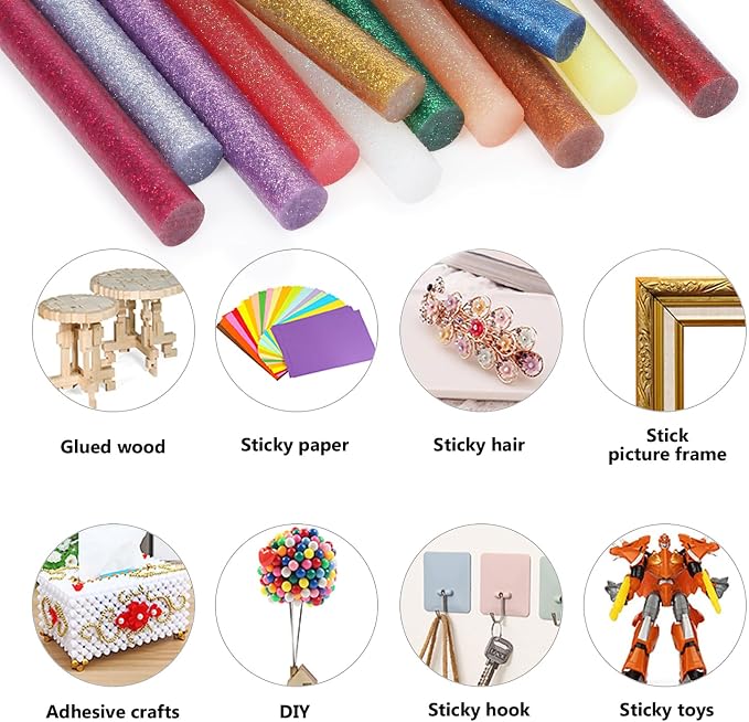 ENPOINT Colored Hot Glue Sticks, 3.93 x 0.43 in Hot Glue Sticks Full Size, EVA Glitter Colored Hot Melt Adhesive Glue Sticks for DIY Art Craft General Repairs and Gluing Projects, Bulk 36 Pack