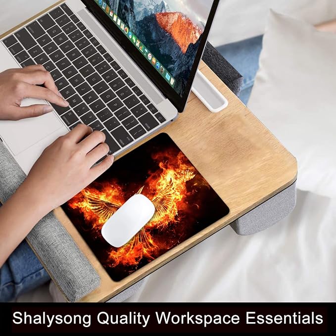 Fire Phoenix Mouse Pad, 9.5"x7.9" Cool Computer Laptop Mousepad | Personalized mouse pad with fiery phoenix design. Premium smooth cloth surface, 3mm cushion & non-slip rubber base.
