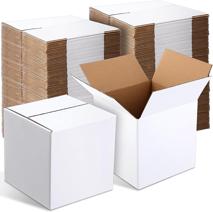 Yeaqee 120 Pcs 4 x 4 x 4 Inch Shipping Boxes Corrugated Cardboard Small Shipping Boxes for Packaging Mailing Packing Moving Small Business Storage Crafts Gifts (White)