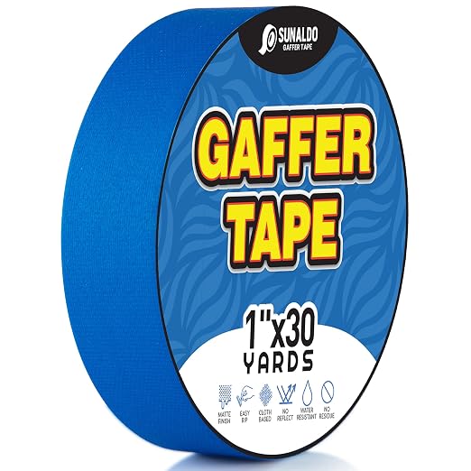 Gaffers Tape (1" x30 Yards) Heavy Duty, Easy Rip, No Residue | Blue | Professional Grade Floor Tape for Electrical Cords, Matte Finish Non Reflective, Weather Resistant