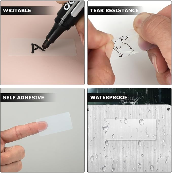Transparent Thermal Labels 1 × 2 Inch Waterproof Stickers 300 PCS | Strong Adhesive, Oil-proof, Tear resistance, Perforation, Printable vinyl clear decal for small business home office barcode