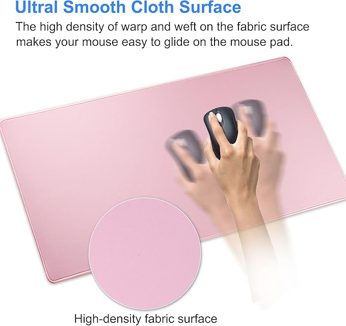 Gaming Mouse Pad,Large Mouse Pad Size 31.5x11.8 Thickness 0.12 inches,Premium-Textured Non-Slip & Waterproof Computer Mousepad with Stitched Edges for Gaming,Office & Home-80x30 Pink008