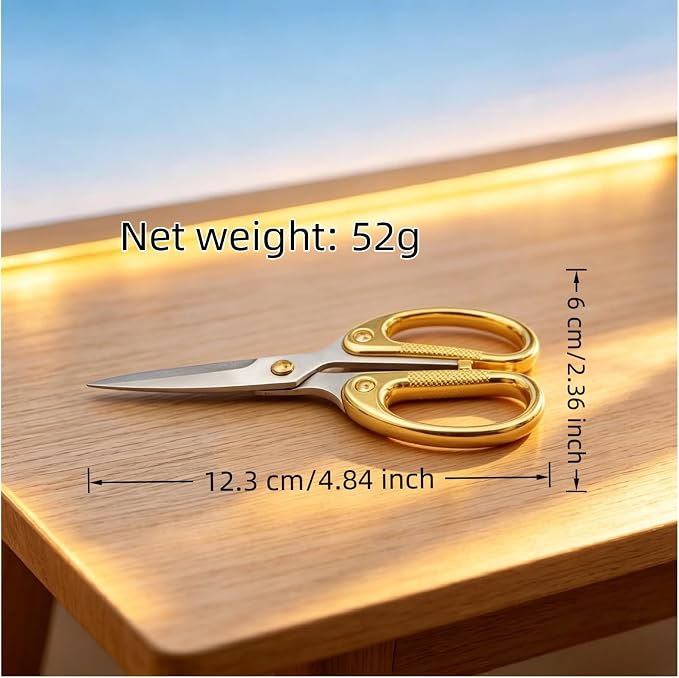 5" Heavy Duty Scissors with Ultra Sharp Blades and All Stainless Steel Comfort Grip Handles - For Office, Home, School, Sewing and Crafts (Gold)
