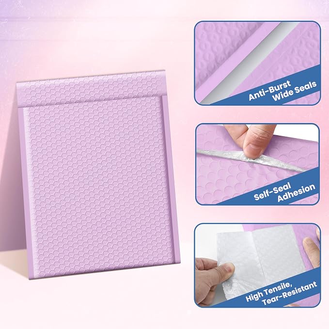 Fuxury Bubble Mailers 10x13 Inch Lavender 25 Pack, Opaque Padded Envelopes | for Clothing, Books, Makeup & Accessories, Self Seal Shipping Bags for Small Business