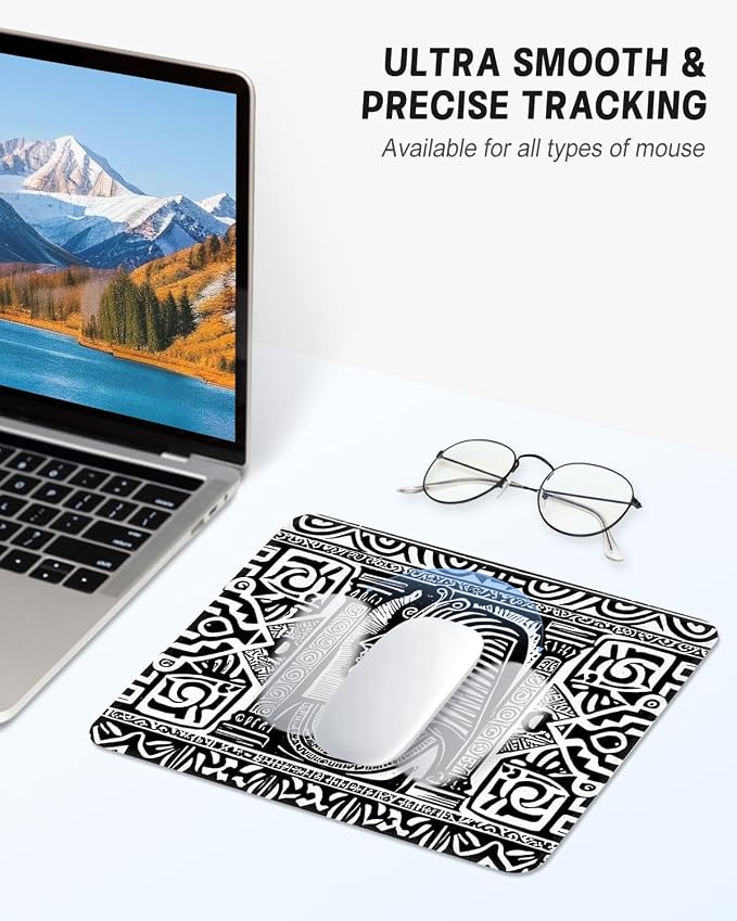 Mouse Pad, Cute Mouse Mat, 10" x 8", Abstract Painting | Square Waterproof Gaming Computer Mat, Textured Top, Stitched Edges, Non-Slip Rubber Base for Office Home Laptop Keyboard