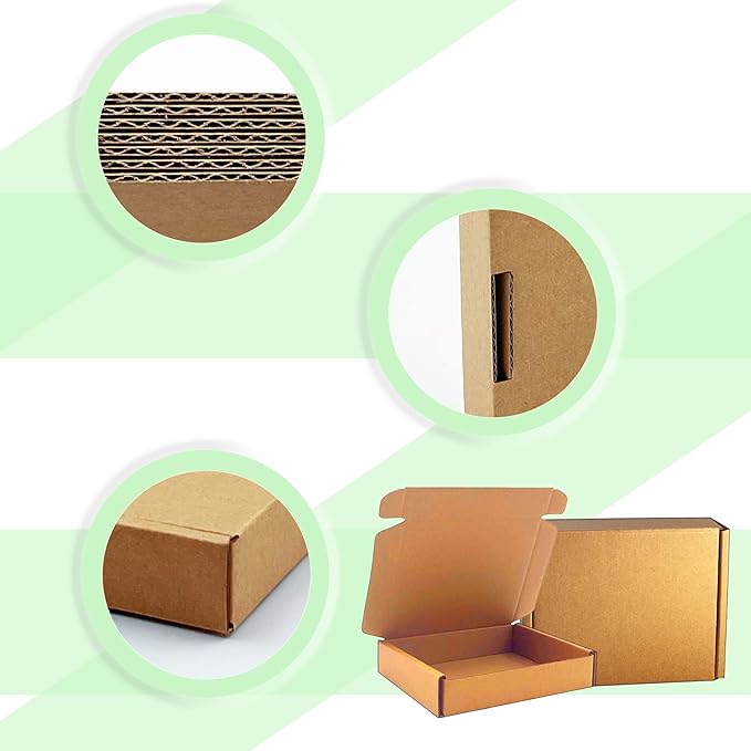 5x4x1 inch Small Shipping Boxes 50 Pack, Brown Kraft Corrugated Cardboard Mailer Boxes Bulk for Packaging Business Mailing Gift，Mini Mailer Boxes for Packaging Supplies