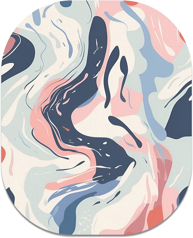 Small Mouse Pad, 6 x 7 Inch, Oval Mini Mouse Pad with Non-Slip Rubber Base for Laptop Wireless Mouse Keyboard Tray Mousepad, Patterns of Rivers
