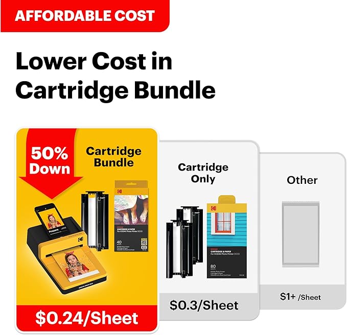 KODAK Dock Era 4x6'' Desktop Photo Printer, 50 Sheets, Docking & Bluetooth Smartphone Printer for iPhone & Android, Instant Color Prints, 4PASS Dye Sublimation