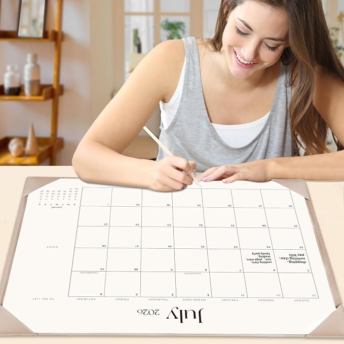 Desk Calendar 2026-2027 with Desk Mat – 22" x 17" Large Desk Pad Calendar Runs from July 2026 to December 2027, Office Supplies Desktop Monthly Calendar for Home & Office