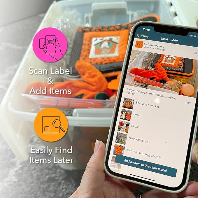 QR Code Stickers with AI Photo Analysis App - Auto-Creates Item Descriptions - No Typing - Made in USA - QR Code Labels for Storage & Inventory Tracking, Organization & Moving, Pack of 48