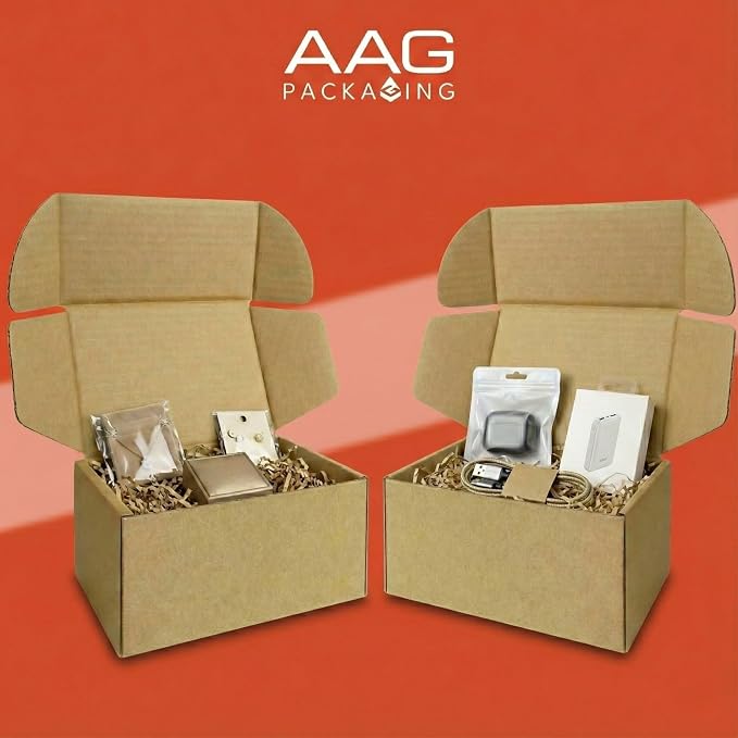 Corrugated Shipping Box Mailers, Kraft Brown, Triple-Layer Board Secure Slot Closure (Brown, 6"x4"x3" / Set of 20)