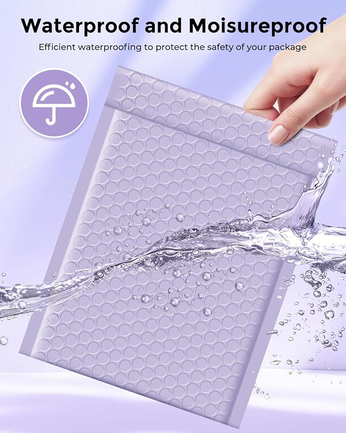 Metronic Bubble Mailers 6x10" 100 Pack Lilac Purple Self-Seal Padded Envelopes Usable Size 6x9" Waterproof Bubble Envelopes Bulk for Small Business Padded Mailers for Mailing Jewelry #0
