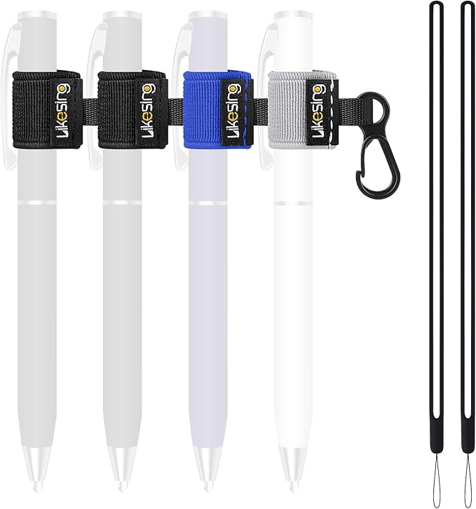 Pen Holder for Lanyard, Portable Elastic Retractable Pencil Holder with Silicone Lanyard Around Neck, Pen Leash for Nurses, Teachers, Waitres, Carpenters, Construction Workers(Dark-colored)
