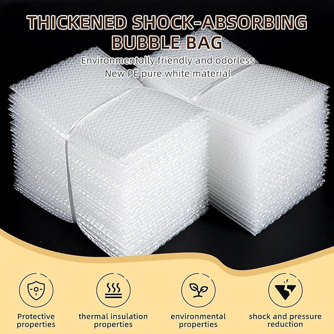 50Pcs Bubble Pouche Wrap, 10”x12” Bubble Bags for Shopping, Double Wall Bubble Cushioning Wrap Bags for Mailing Packing, Moving and Storage Fragile China Dishes Electronic Item