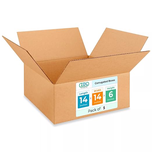 Medium Moving & Shipping Boxes 14 x 14 x 6 inches (5-Pack) - Extra Strength 200 lb vs Regular - Corrugated Strong Boxes for Packaging - Moving Cardboard Box - Corrugated Box by IDL Packaging | Extra Strength 200 lb vs Regular - Corrugated Strong Boxes ...