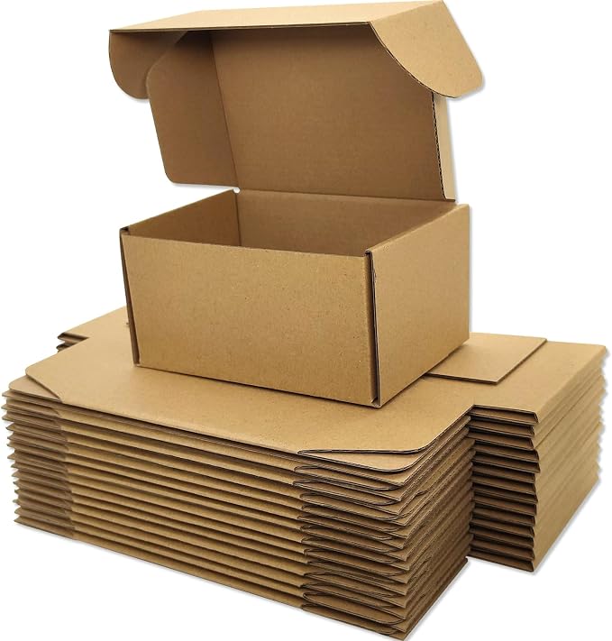 6x4x2 Shipping Boxes Set of 50, Brown Mailer Corrugated Cardboard Box | for Packaging, Literature, Packing, Mailing, Storage, Small Business, Moving, Gift, Supplies, Quick Fold, Tab Locking