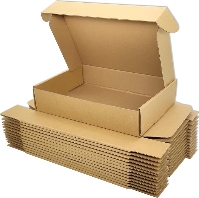 7x5x2 Shipping Boxes Set of 25, Brown Mailer Corrugated Cardboard Box | for Packaging, Literature, Packing, Mailing, Storage, Small Business, Moving, Gift, Supplies, Quick Fold, Tab Locking