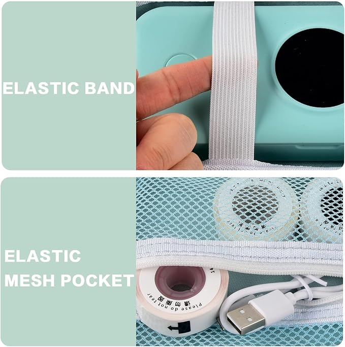 PAIYULE Hard Carrying Case for Phomemo D30 D35 Label Maker, Label Printer Case for Nelko P21, for NIIMBOT D110 D11, for Marklife P11 P12, for SUPVAN E10, Protective EVA Storage Bag with Mesh Pocket