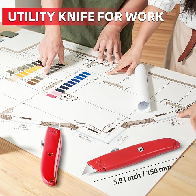 DIYSELF 30 Pack Utility Knives, Heavy Duty Retractable Box Cutters | Box Cutter Knife for Cardboard, Boxes, Rope and Packaging; Utility Knives for Home, Office and Garage, PVC Pipe Cutter