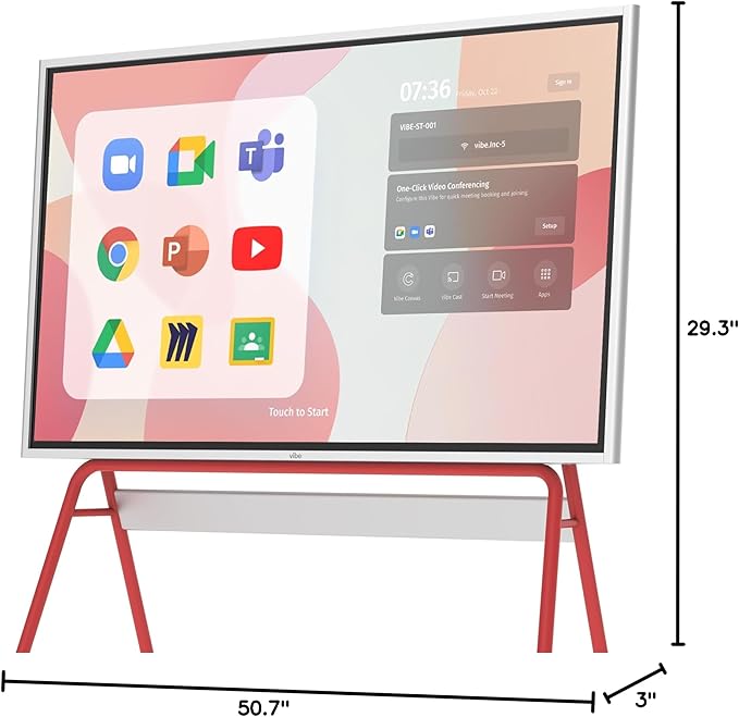 Vibe S1 4K UHD Smart Board, 55 Inch Digital Whiteboard for Office and Classroom, Electronic Presentation Meeting Device for Hybrid Work, Interative Touchscreen Display, Chrome OS and 250+ Free Apps