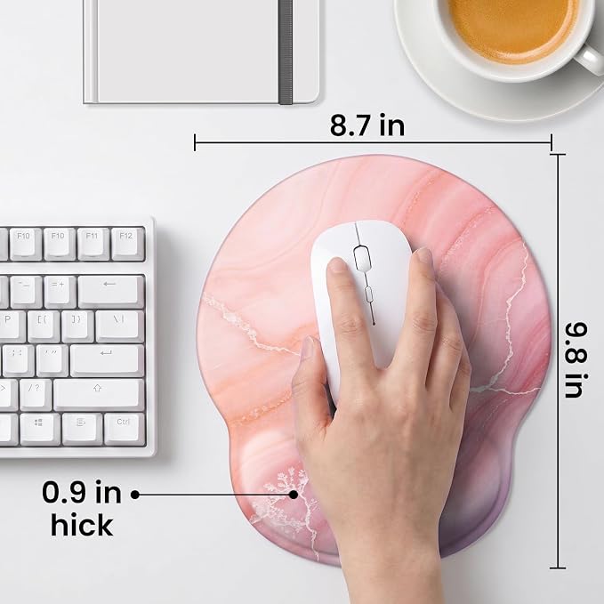 Mouse pad with Wrist Rest,Relieving Pain Memory Foam Computer pad, Ergonomic Desktop Mouse, Silicone Material Mouse pad, with Non-Slip PU Base (Marble)