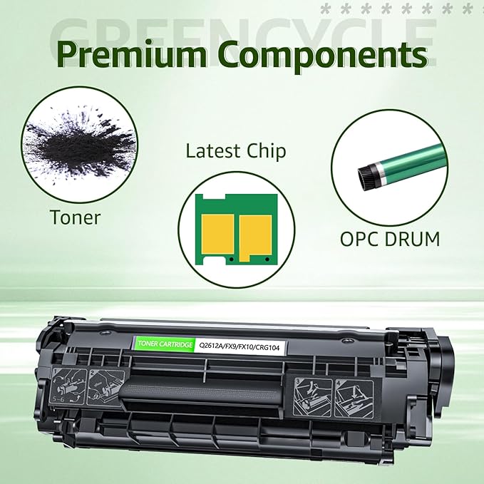 greencycle Q2612A Toner Cartridge Replacement Compatible for HP 12A Black Toner Cartridge LaserJet 1020 1010 1012 1018 1022 1022N 3015 3030 3052 3055 M1005 M1319F Printer Ink Cartridge (2PCS)
