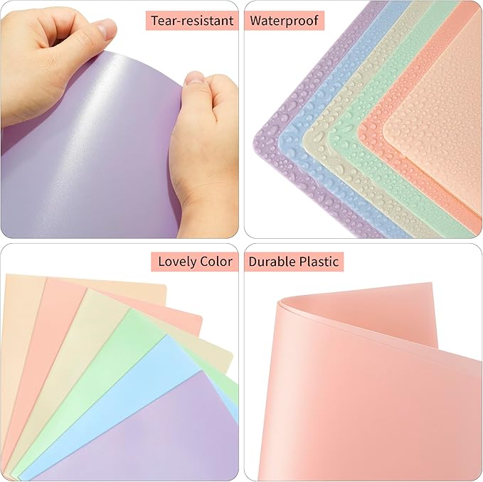 Folders with Pockets, 2 Pocket Plastic Folder with Pockets for School Colored File Folder for Documents Letter Size with Business Card Slot Back to School Office Teacher Supplies(6 Pack Pastel Colors)