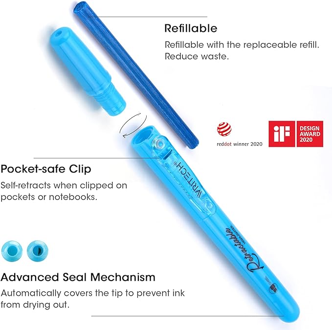WRITECH Retractable Highlighters Assorted Colors: Chisel Tip Click Aesthetic Highlighter Marker Pens Pack Multi Colored Ink No Bleed Smear for Highlighting Journaling (6ct Pastel)