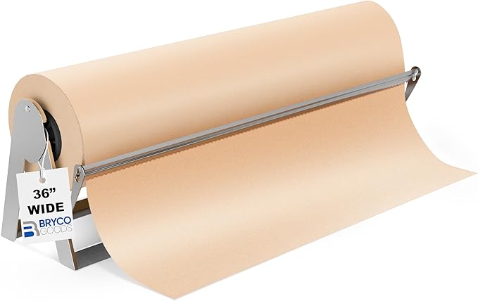 Bryco Goods - 36 Inches All Paper Roll Dispenser and Cutter Made of Heavy-Duty Steel Frame & Sharp Blade. Holds, Dispenses & Cuts. Wall Mountable & Non-Slip Tabletop. Up to 1000ft Rolls