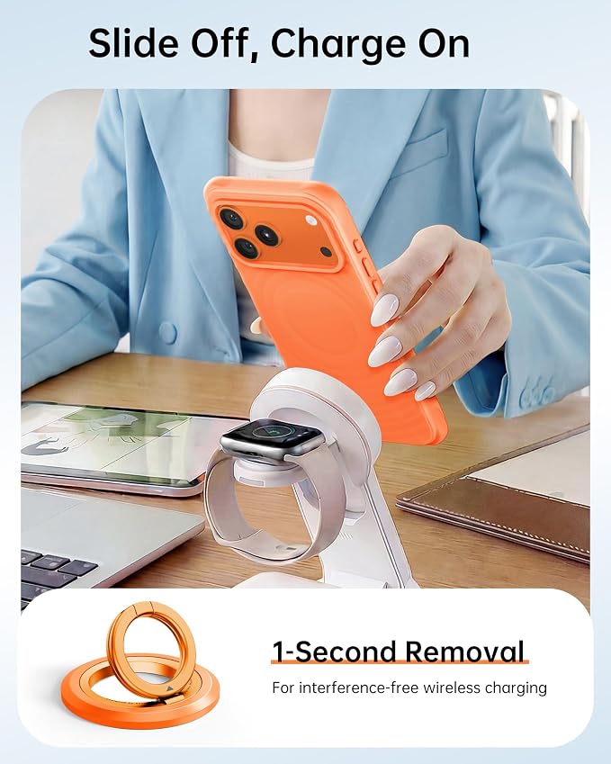 SYNCWIRE Magnetic Phone Ring Holder, for MagSafe Phone Grip Stand Kickstand | 360° Rotation, Double-Sided Magnet, Cell Phone Grip Finger Holder, for iPhone 17 16 15 14 13 12 Pro Max, MagSafe Accessories