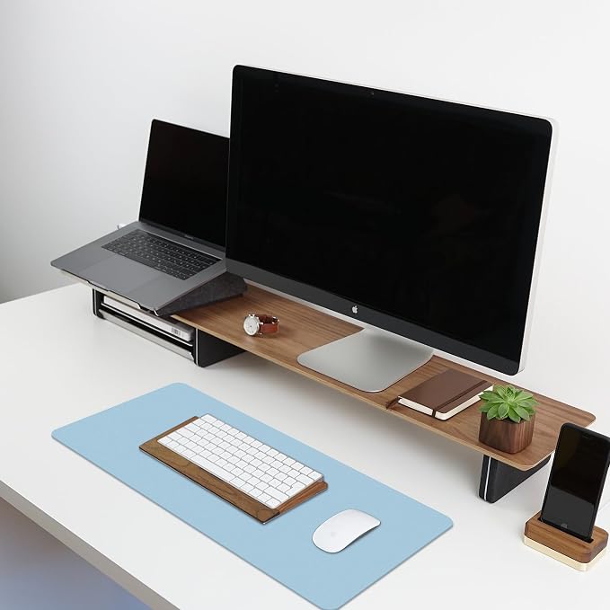 Leather Desk Pad Protector,Non-Slip Desk Pad(Black, 23.6" x 13.7") | on-Slip PU Leather Large Mouse Pad,Easy Clean Desk Protecor Mat,Writing Pad for Office Work/Home/Decor