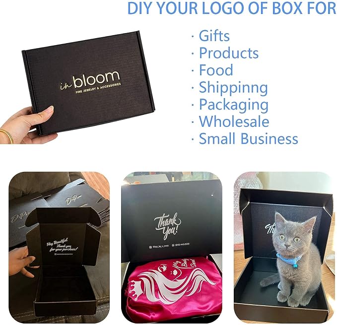 8x5.5x1.6 Shipping Boxes Black Mailer Corrugated Cardboard Box(25pcs) | for Packaging, Literature, Packing, Mailing, Storage, Small Business, Moving, Gift, Supplies, Quick Fold, Tab Locking