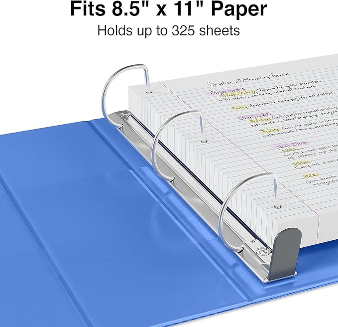 Staples Heavy-Duty 1.5-Inch D-Ring View Binder, Reinforced Spine, Holds Up to 350 Sheets, Periwinkle, for Office & School