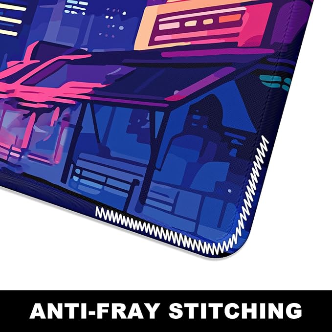 BOSOBO XXL Extended Gaming & Desk Pad, Full Cover 31.5 x 11.8 Inches - Anime Tokyo Cyberpunk
