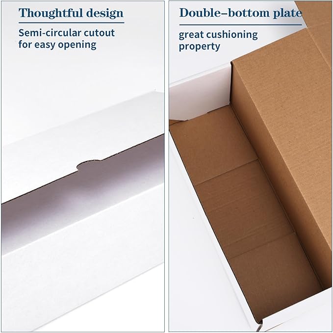 ZBEIVAN 12x4x4 White Shipping Boxes Set of 25, Corrugated Cardboard Mailer Boxes for Packaging Small Business Mailing Gifts