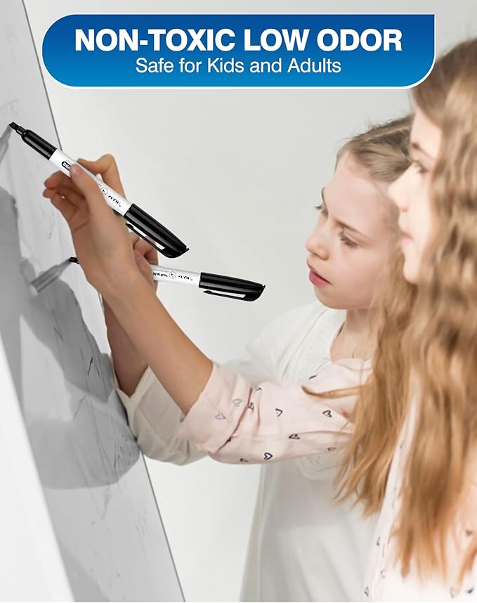 SFAIH Dry Erase Markers Whiteboard Markers, 72 Pack, Chisel Tip, Black, Versatile Lines, Low Odor, 1s Quickly Dry, Perfect for School Supplies and Office