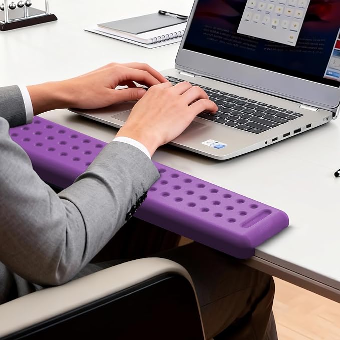 Leolee L-Shaped Desk Long Wrist Rest Elbow 60CM, Purple Arm Rest for Desk | Memory Foam, Non-Slip Base, Ergonomic Desk Edge Cushion, Wrist Support for Computer Keyboard, Typing, Office, Home