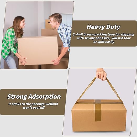 36 Rolls Brown Packing Tape with Dispenser, 1.88" X 120 yd Shipping Tape Bulk, Total 4320 yards, 2.6 mil, 3" Core, Tan Packing Tape Refills, Carton Sealing Tape for Moving Boxes, Package, Mailing