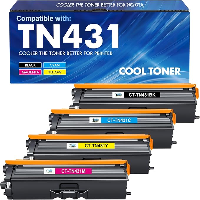 TN431 TN-431 4-Color Toner Cartridge Set for Brother TN 431 MFC-L8900CDW | Compatible for Brother MFC L8900CDW HL-L8360CDW HL-L8260CDW MFC-L8610CDW HL-L8360CDWT Printer TN431BK TN431C TN431M TN431Y